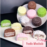 法式千层冰皮月饼 Millie crepe snowskin mooncake hello kitty winnie pooh mickey mouse D24 durian