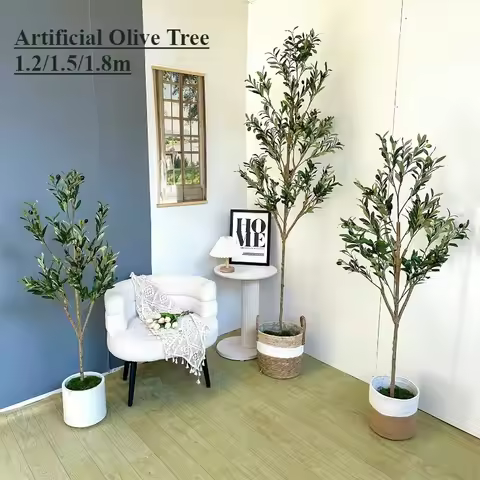 1.2/1.5/1.8m Artificial Olive Tree PVC Soft Rubber European-style Home Hotel Floor Bonsai Decoration