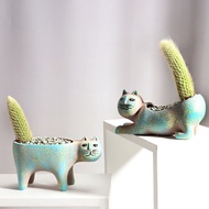 Cute Cat Succulent Flowerpot Ceramic Creative Unique Simple Monkey Tail Post Cactus Flowerpot Cartoo