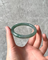 冰種 天然翡翠 緬甸翡翠 A玉 玉鐲 • 糯冰種荷葉綠芙蓉圓鐲