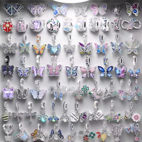 Glow Firefly Charm 925 Silver Original Ladybird Bee Butterfly Dragonfly Charm Fit Bracelet DIY Jewel