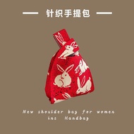 FXSAXUNN Women Mini Knot Wrist Bag Fashion Handmade Knit Handbags Korean Casual Tote Bag Reusable Sh