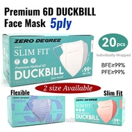 Zero Degree Duckbill Premium Mask 5ply 6D BFE≥99% PFE≥9999% Flexible / Slim Fit 20pcs Face Mask Premium Quality Earloop