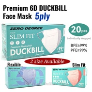 Zero Degree Duckbill Premium Mask 5ply 6D BFE≥99% PFE≥9999% Flexible / Slim Fit 20pcs Face Mask Prem