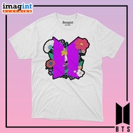 baju kaos bts logo flower - putih l