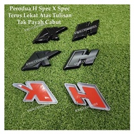 Terus Tampal Perodua H Spec X Spec Logo Emblem With Tape Matte Black Glossy Black