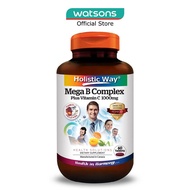 HOLISTIC WAY Mega B Complex Plus Vitamin C 1000mg Tablets (Support the Nervous System and Overall He