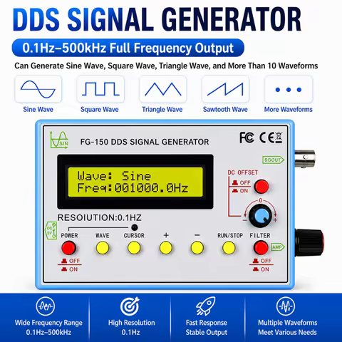 FG-150 DDS Function Signal Generator Frequency Counter 0.1Hz - 500KHz Signal Source Module Sine+Squa