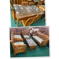 set.combo.ruang.tamu.ukir.7seater.+meja.makan.ukir.6seater