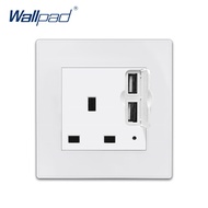 2 USB 3 Pin 13A Socket Wallpad Luxury White Wall Power Electrical Outlet Sockets PC Panel 5V 3.1A