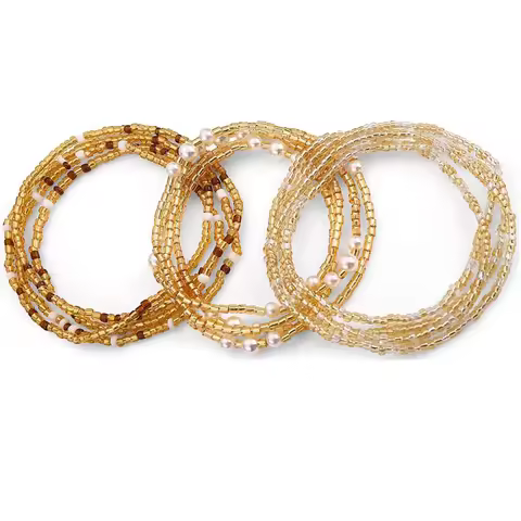 Waist Beads for Women Belly Beads Elastic Chain African Waist Chains Set for Women Body Jewelry Biki