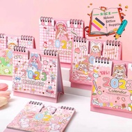 Rice 2023 Cute Girl Desk Calendar Desktop Decoration Cartoon Calendar Kawaii Stationery With Sticker