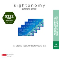 [sightonomy]  $222 Voucher For 4 Boxes of Alcon Air Optix Plus Hydraglyde Monthly Disposable Contact Lenses
