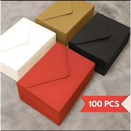 HIJAU MERAH (100 PCS) Colorful envelopes, Thick Black Envelopes A5 A6 A8A7, brown red green pink whi