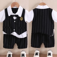 Boss Baby Outfit for 1 Year Old Gentleman Stripe Top Shorts School Uniform Terno for Baby Boy Birthd