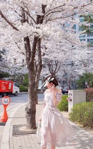 全新 | 韓國品牌| Copiner | 漂亮歐膩  正韓 超美 女神 長洋裝 洋裝 一字領 碎花 綁帶 抓皺 櫻花 粉色 公主  #24夏時尚