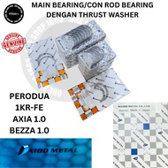 PERODUA AXIA 1.0CC BEZZA 1.0CC (1KR-FE) DAIDO MAIN BEARING & CON ROD BEARING DENGAN THRUST WASHER