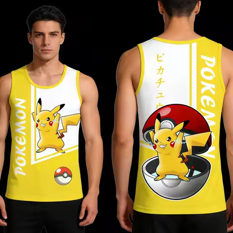 A Popular and Fashionable New Pokemon Design Vest Pattern for Boys and Girls, Breathable and Loose 3