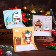 Cute Cartoon 3D Christmas Greeting Card Creative Pop-Up Holiday Wishes Card with Envelope