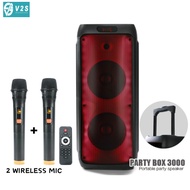 V2S PARTY BOX 3000 PRO RECHARGEABLE WIRELESS DIGITAL AUDIO SPEAKER SYSTEM TROLLEY TYPE WIRELESS MIC