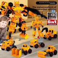 Transform Robot to Construction Vehicle Toy - 3-in-1 Friction Powered Excavator Car, Convertible Act