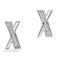 X Earrings 18K Diamond Gold Earrings