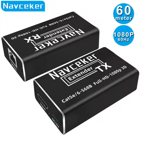 Navceker 60m HDMI Extender POC 1080P 3D HDMI Extender No Loss EDID RJ45 to HDMI Extender Transmitter