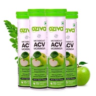 OZiva ACV Moringa | Control Cravings I Apple Cider Vinegar, Guggul 15 Effervescent Tablets , Pack of