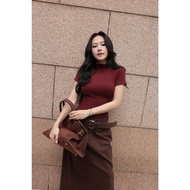 COCOBEBE TIE TOP Women's Plain Turtleneck Short Sleeve T-shirt