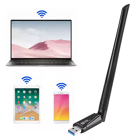 WiFi 6 2 in 1 Dongle Driver Free Dual Band 2.4G&5GHz USB WiFi Network 5dbi Antenna Wireless Receiver