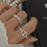 HOT NEW Korean fashion ring gold women rings cincin wanita ring for woman silver emas perempuan马蹄鼻子碎银圆球戒指女弹力轻奢小众设计高级感时尚个