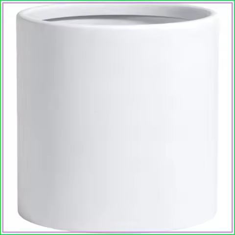 Fiberglass Planter 11.8x11.8 Inch Indoor Outdoor White Modern Cylinder Pot