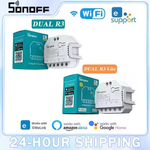 SONOFF DUALR3/R3 Lite DIY WiFi Smart Switch 2 Gang Dual Relay Module With Power Metering Control Via