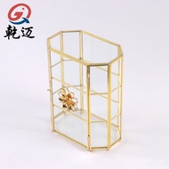 Preserved Flower Copper Jewelry Box Flower Room Direct Sales Makeup Geometric Glass Storage Glass Je