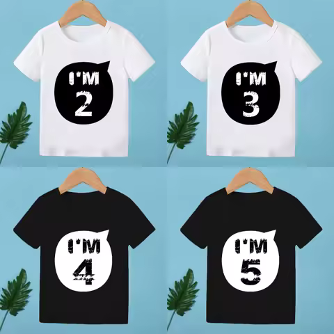 2025 Children Happy Birthday I'M 1 2 3 4 5 6 7 8 9 Years Number Print Funny T-shirts Boys & Girls Ba