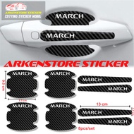 8pcs Car Door Handle Protector carbon sticker march sticker anti-Scratch For nissan march Car