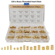 330 Pcs Brass Threaded Insert Nuts M2 M3 M4 M5 Female Thread Knurled Nut Inserts Embedment Nut for 3