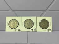 （十角形伍圓一套）香港硬幣英女王伊利沙伯 1976，1978 & 1979 年五元 Government of Hong Kong Queen Elizabeth ll 1976，1978 & 197