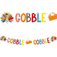 Gobble Gobble Turkey Thanksgiving Banner - Keperluan Penting untuk Pesta Thanksgiving bagi Hiasan Pa