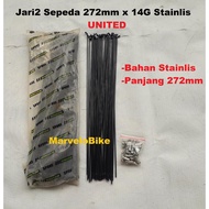 Stainless Steel Spoke Bike 272mm x 14G UNITED Brand Stainless Spokes MTB 27.5 Fixie RoadBike 700c UN