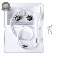 RV Exterior Shower Box, Outdoor Camper Trailer Shower Kit with Shower Faucet Shower Head and Hose Wa