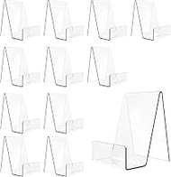 JINGIHE 12Pcs Acrylic Book Stand with Ledge, 4 x 3 in Clear Easel Display Stand, Art Display Holder 