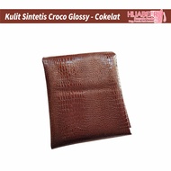 Kulit Sintetis Croco / Bahan Motif Buaya /Kain Oscar / Glossy Croco 1/2 Meter