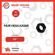 (10pcs) 1/2" inch Hexa Nut - 1/2 inch Angkur coarse nut (12 mm) - Raw Nut