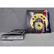 [ 428H ] 🔥LEO SPROCKET + AJI Racing CHAIN GOLD Y15 Y16 428 Sprocket + Rantai VALUE SET🔥 [ GOLD CHAIN
