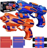 2 Pack Blaster Guns Toy​ 60 Bullets for Nerf &amp; 2 Wristbands, Guns Toys for Kids Age 4-8 Birthday Gift for 5-7 Year Old Boys Girls Ideas Gifts for Boys Kids Age 6-10 Outdoor Games Toys for 9 yr Old Boy