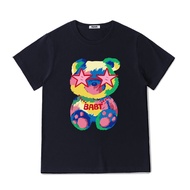 Street Wear 2023 Hot-selling Jay Chou Colorful Bear Print Couple Wear 2023 Short Sleeve