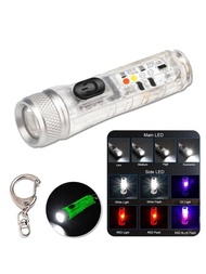 迷你鑰匙圈燈手電筒,LED可充電手電筒,便攜磁性USB充電手電筒,大功率野營