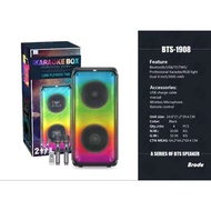 NEW BTS 1908 Brodu Bluetooth Karaoke Speaker With Free Dual Digital Rechargeable Wireless