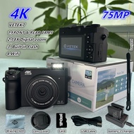VETEK7  Digital Camera 4K 75MP Dual Lens Sensor 18x Digital Zoom